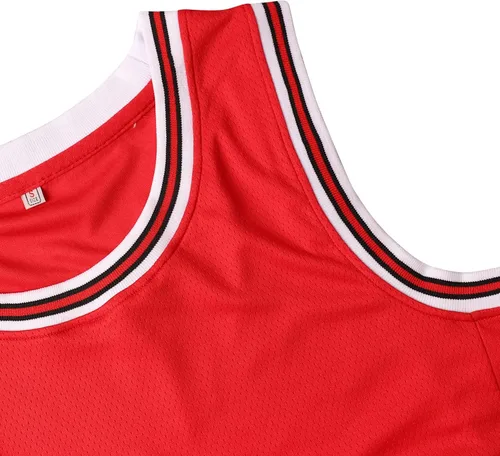 Miniatura 4 de Camiseta de baloncesto en blanco para hombre, de malla deportiva, para práctica deportiva, camiseta de hip hop de los años 90