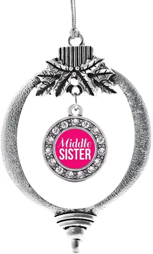 Miniatura 47 de Inspired Silver - Twin One - Adorno festivo de Navidad de plata - Adorno festivo de árbol de Navidad con dije de círculo y circonita cúbica