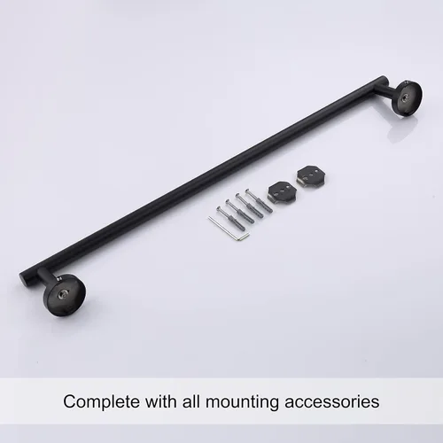 Miniatura 7 de TASTOS Toallero de baño de 23.6 pulgadas, color negro mate, acero inoxidable SUS304 de alta calidad, estilo redondo, soporte resistente, barra