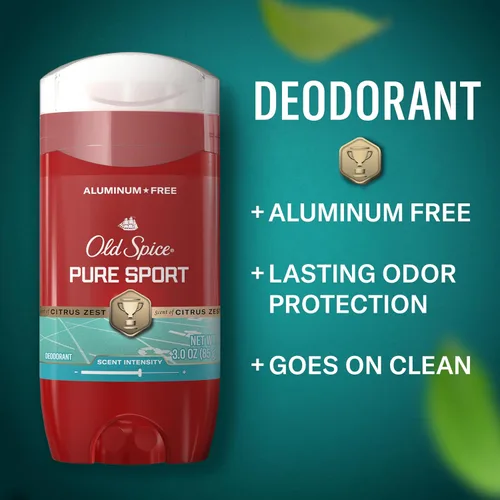 Miniatura 2 de Old Spice Desodorante sin aluminio para hombres, protección contra el olor 24/7, frescura y aroma duradero 24/7, aroma Pure Sport con esencia