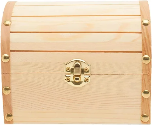 Miniatura 3 de Woodpeckers Cofre de madera de 6 pulgadas, paquete de 2 con tapa con bisagras, ideal para manualidades/decoración de bodas