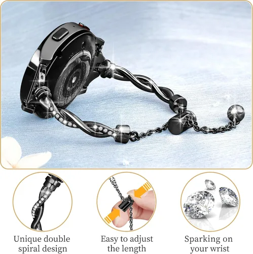 Miniatura 2 de Correa brillante de 0.787 in Galaxy Watch 7 6 5 4 FE para Samsung Galaxy Watch 7 6 5 4 Band 1.575 in 1.732 in, pulsera delgada y elegante para mujer