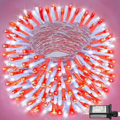 Miniatura 17 de Tira de 200 luces LED de 66 pies para exteriores, luces de Navidad conectables para interiores, cable transparente, impermeable, 8 modos de luces