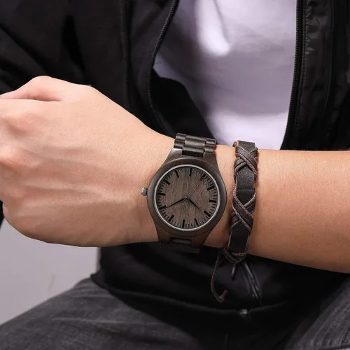 Miniatura 5 de Relojes de madera grabados para hombre hechos a mano para hombre relojes de madera para marido novio papá hijo regalos