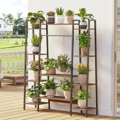 Miniatura 8 de Soporte de plantas grande de 55" para interiores con 8 luces LED de crecimiento (3 modos y temporizador automático) - Estante de plantas de metal