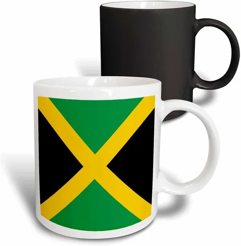 Miniatura 9 de 3dRose Bandera de Jamaica - Taza cuadrada, 11 onzas, color negro