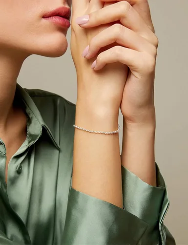 Miniatura 2 de nometo Pulsera de cadena de cuerda de plata de ley 925, pulsera de cadena de caja, pulsera de cadena de 2mm 3mm 5mm, pulsera chapada en plataoro