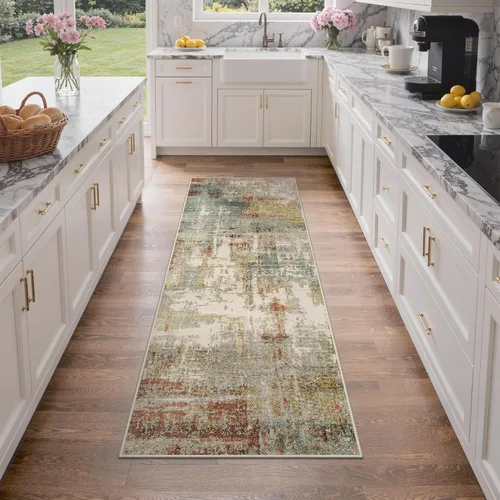 Miniatura 85 de GENIMO Alfombra antideslizante de 2 x 6 pies, lavable para pasillos de cocina, alfombras de cocina modernas abstractas, alfombra ligera de pelo bajo