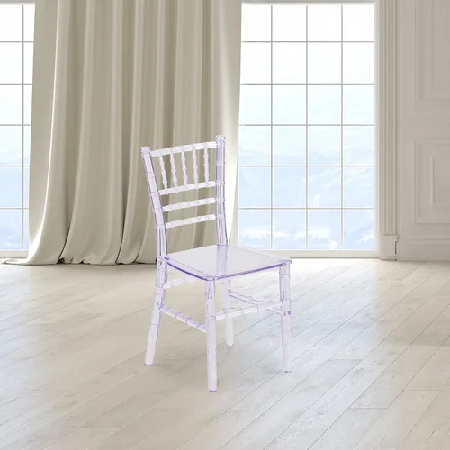 Miniatura 2 de Flash Furniture Silla Chiavari para Niños de Resina de Cristal Transparente para Fiestas y Eventos para Uso Comercial y Residencial