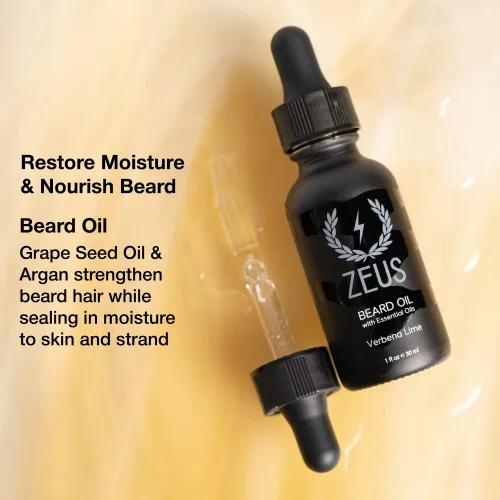 Miniatura 4 de ZEUS Kit de lavado de barba y aceite para barba para hombres, suaviza, hidrata e hidrata el vello facial, promueve un crecimiento y brillo