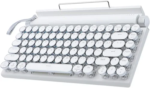 Teclado mecánico de 83 teclas Punto Retro Máquina de escribir Teclado Bluetooth inalámbrico, mecánico de juegos, Interruptor azul anti-fantasma