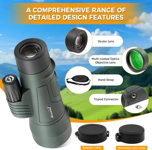 Miniatura 5 de Astromania Monoculares de prisma BAK4 de alta potencia de 10 x 50, impermeable, monoscopio de mano compacto para observación de aves, eventos