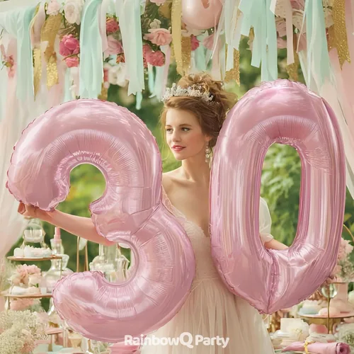 Miniatura 8 de Globo Número 0 de 40 Pulgadas para Niño o Niña Rosa Grande 0-9 Papel de Aluminio Mylar Grande Globo Número 0 Feliz Cumpleaños 0 Fiesta Aniversario