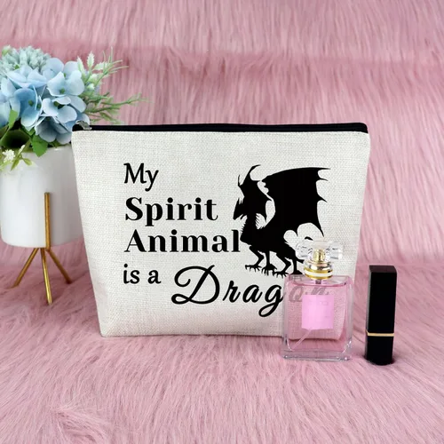 Miniatura 7 de Sfodiary Bolsa de maquillaje con temática de animales para amantes de las ranas para amantes del conejillo de Indias Dragón, cumpleaños, Navidad