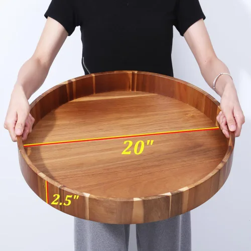 Miniatura 2 de Bandeja extra grande de 20" de madera de acacia con asas - Bandeja de madera para otomano, mesa de café, charcutería, cama y desayuno