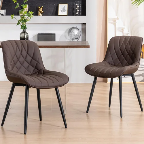 Miniatura 13 de YOUNUOKE Juego de 2 Sillas de Comedor de Mediados de Siglo Modernas Silla de Cocina Cómodas Sillas Tapizadas de Cuero Sintético Sillas de Cena
