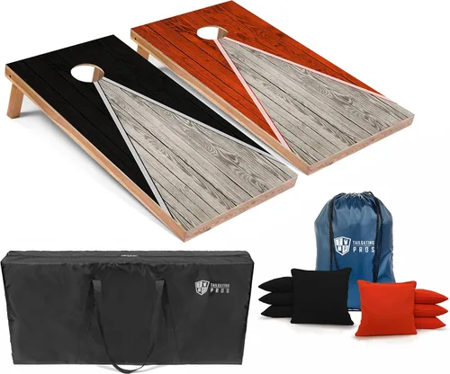 Miniatura 19 de Tailgating Pros Juego de tablero de Cornhole ligero con diseño piramidal con bolsas de frijoles y estuche de transporte, juego de cornhole