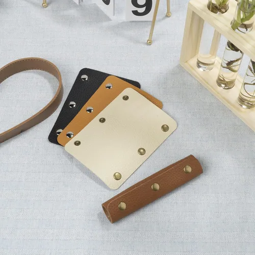 Miniatura 7 de IUAQDP 2 piezas de funda de cuero para asa de bolso, bolsa de equipaje, protector de agarre con cierre de latón, correa de bolso suave