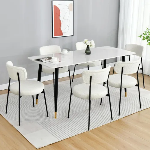 Miniatura 11 de DUHOME Silla de comedor de 2, sillas de comedor acolchadas sin brazos con patas de metal negro, silla auxiliar moderna con respaldo de mediados
