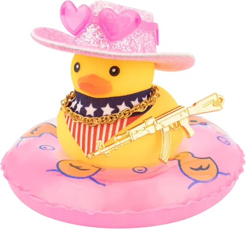 Miniatura 14 de wonuu Decoración de fiesta de pato de goma para automóvil, sombrero de vaquero espacial con purpurina brillante, accesorios para tablero