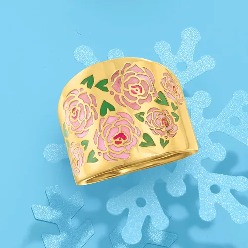 Miniatura 4 de Ross-Simons Anillo floral italiano multicolor esmaltado en oro amarillo de 14 quilates Oro no conocido