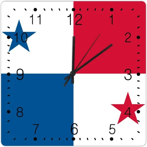 Reloj de Panamá para pared, bandera de Panamá, retro, estilo granja, relojes de madera, bandera nacional, reloj de recuerdo silencioso, sin tictac,