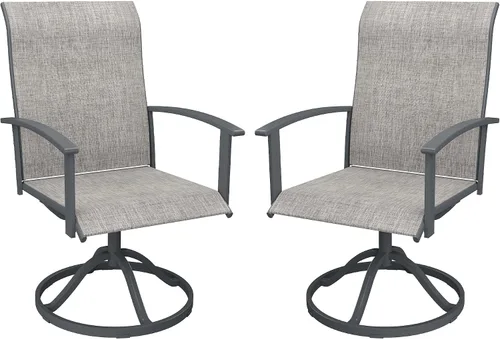 Miniatura 49 de VICLLAX Juego de 2 sillas de comedor giratorias para patio, sillas de exterior de tela de malla de textileno acolchada con reposabrazos para porche