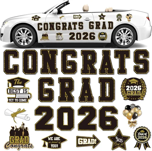 Decoración magnética de automóvil de graduación 2026, 25 unidades, calcomanías magnéticas de felicitaciones para puerta de garaje para refrigerador