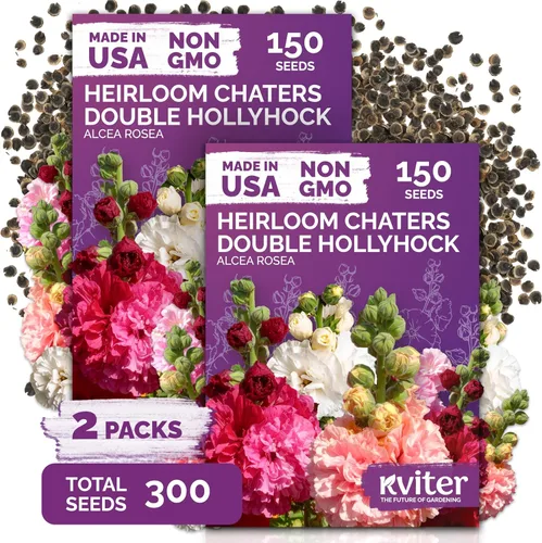 KVITER 300 semillas de malva silvestre (Alcea rosea) para plantar, paquete de 2 - semillas autóctonas | Flores altas | Imán para polinizadores -