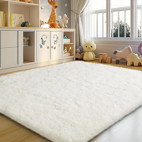 Miniatura 97 de Mugorn - Alfombra de 8 x 10 pies, alfombras grandes, esponjosas, suaves, peludas, antideslizantes, mullidas para interiores, color negro, 8 x 10 pies