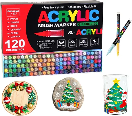 Marcadores de Pintura Acrílica, Juego de 120 Colores Vivos, Tipo Líquido Directo, Colores Apilables, Sin Olor, Punta Suave, Marcadores para Escuela,