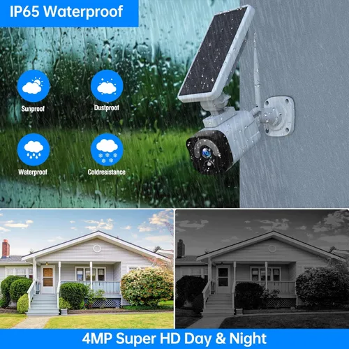 Miniatura 6 de Cámara solar de 2.5K inalámbrica para exteriores, sistema de cámara de seguridad para el hogar de 4MP, cámara de seguridad alimentada por batería