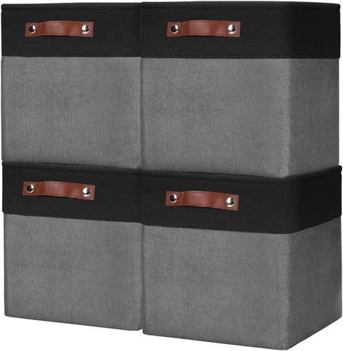 Miniatura 35 de Bagnizer 13x13 Cajas de almacenamiento cúbicas, caja de almacenamiento plegable de tela, paquete de 4 cestas de armario con asas para organizar