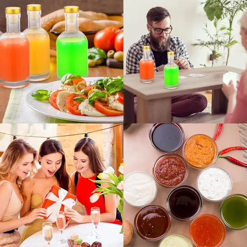 Miniatura 7 de Dandat 24 botellas de vidrio transparente de 3 onzas con tapa hermética superior de 3.4 fl oz, salsas de fondo pesado, botella de vidrio hermética
