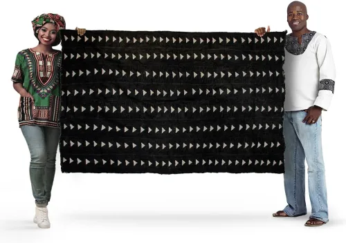 Miniatura 2 de The Bead Chest Tela de barro Bogolan Mali color negro ébano – Tejido africano hecho a mano de África Occidental – 40 x 64 pulgadas – Ideal