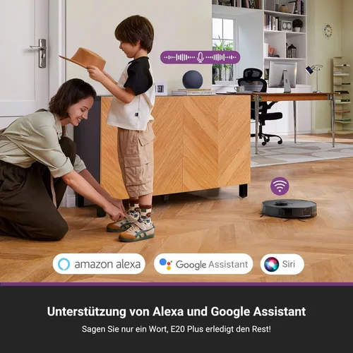 Miniatura 9 de Eureka E20 Plus Robot Aspirador y Fregona, Robot Aspirador con Estación de Vaciado Automático sin Bolsa, Capacidad de 45 Días, Succión de 8000 Pa