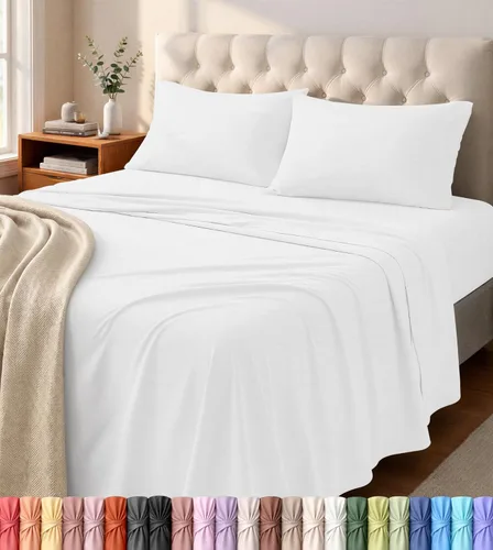 Miniatura 13 de Utopia Bedding Juego de sábanas tamaño individual – Sábanas de punto de jersey de 3 piezas – Algodón – Sábanas elásticas suaves (individual, blanco)