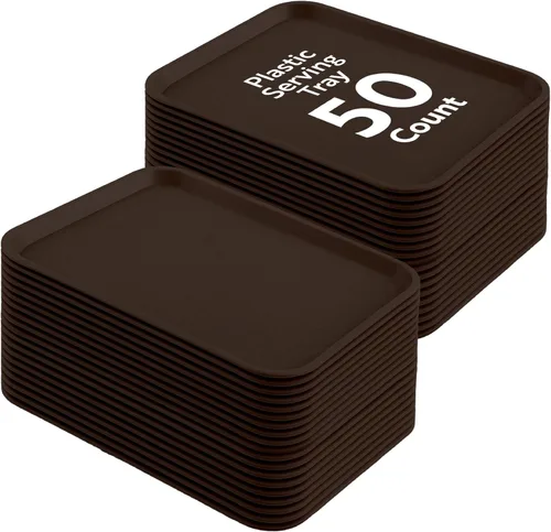 Miniatura 24 de Restaurantware RW Base - Bandejas de comida rápida de 10 x 14 pulgadas, 10 bandejas resistentes para cafetería, bandejas de plástico azul ligeras