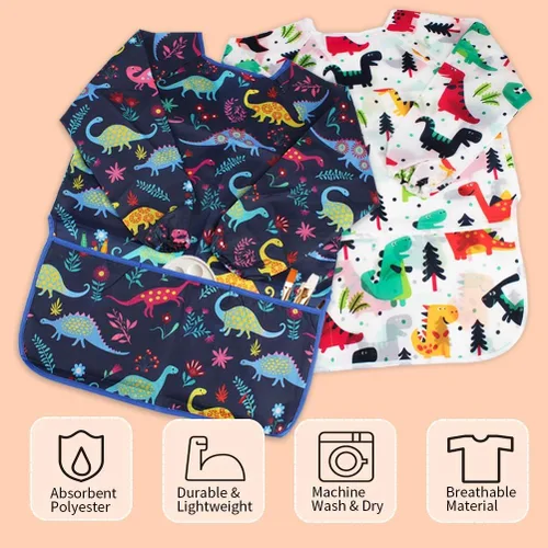 Miniatura 6 de CUBACO Delantal de pintura para niños, 2 piezas impermeables para niños de 3 a 8 años, delantales para pintar delantales con manga larga
