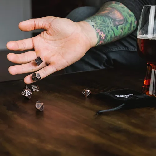 Miniatura 3 de HEIMDALLR Juego de dados de metal DND, 7 piezas, juego de dados de metal indestructibles con bolsa de dados; juego de dados D&D
