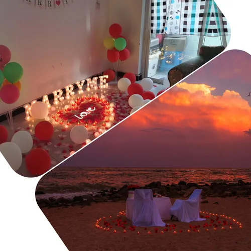 Miniatura 4 de KOABY - 2000 pétalos de rosa artificiales rojos con kit de 24 luces LED rojas en forma de té, para decoración 2000 pétalos rojos + 24 velas rojas