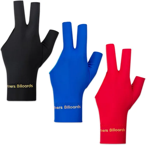 Guante de taco de billar con 3 dedos para mano izquierda, 3 unidades, para hombre y mujer, para tiradores, carom, piscina, snooker, deporte, rojo,