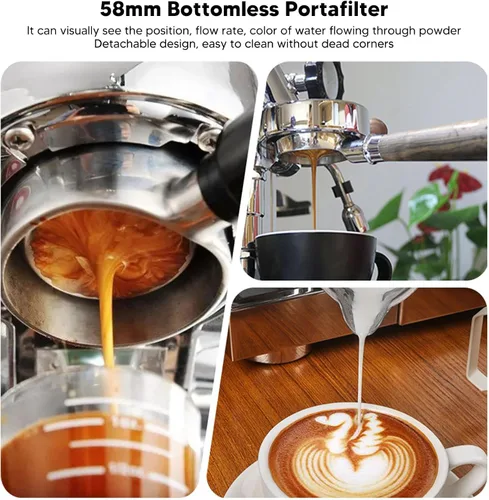 Miniatura 3 de Coffee Products - Portafiltro de café de aluminio de 2.283 in, aleación de 2 orejas, mango de portafiltro sin fondo con pantalla de filtro de una