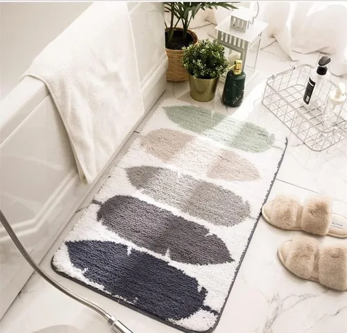 Miniatura 7 de Alfombra de baño simple flocada, absorbente, antideslizante, alfombra de área para bañera, ducha, dormitorio, lavable. 16 x 24 pulgadas