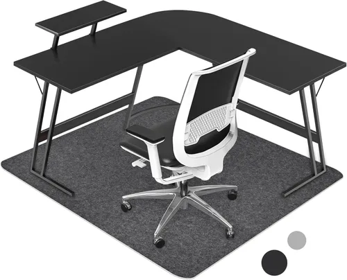 Miniatura 16 de Placoot Tapete de pana para silla de oficina, 35 x 55 pulgadas, color marrón claro, base de goma antideslizante para suelos duros, tapete