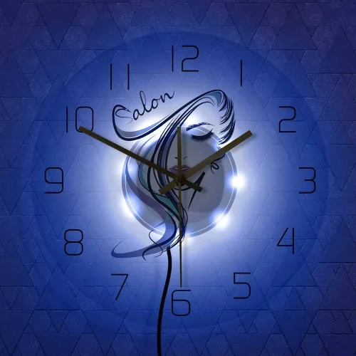 Miniatura 5 de The Geeky Days Beauty Time Peluquería Peluquería Diseño de peluquería Acrílico transparente Iluminación LED Reloj de pared Barbería Peluquería