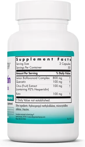 Miniatura 2 de Nutricology Quercetina Bioflavonoides - Suplemento de quercetina con complejo bioflavonoide limón - Antioxidante y apoyo inmunológico