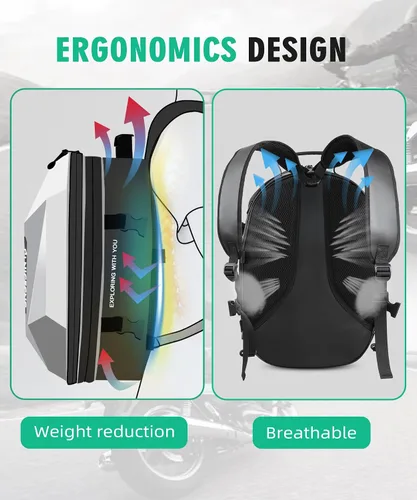 Miniatura 6 de NICECNC Mochila para casco de motocicleta, Negro & gris, Grande, Equitación