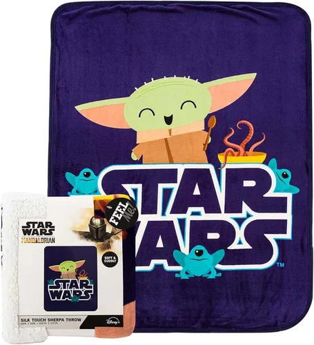 Northwest Star Wars - The Mandalorian - Manta Sherpa con tacto de seda, 40 x 50 pulgadas, Snack is The Way