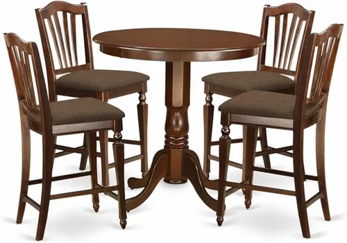 Miniatura 8 de East West Furniture JACH3-BLK-C - Juego de mesa de comedor de 3 piezas de altura de mostrador contiene una mesa redonda de madera con pedestal y 2